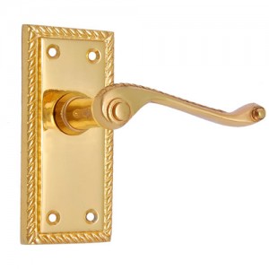 "Shelah" Brass Door Handle with Plate 